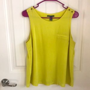 Yellow chiffon tank with gold hardware